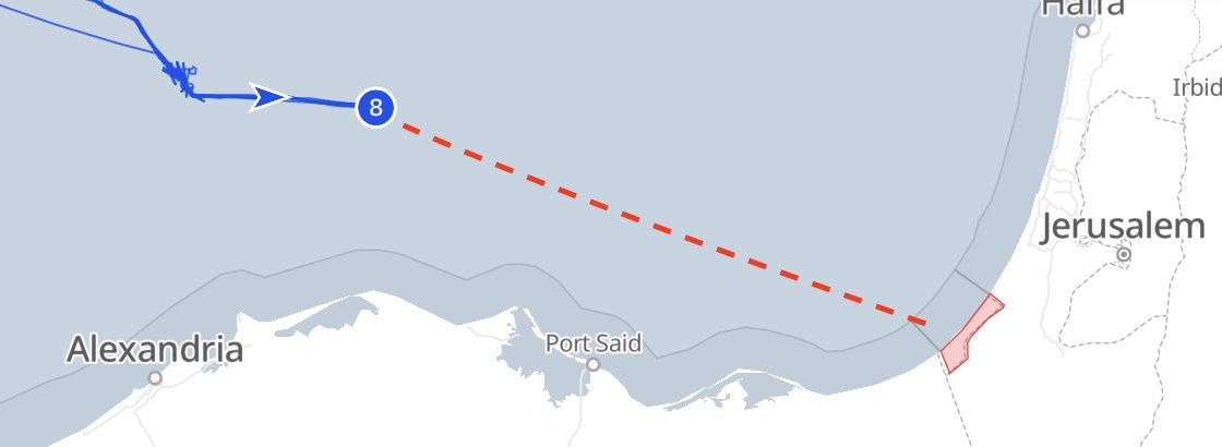 Next international  protest flotilla wave of 9 boats tracked 320 km from Gaza NOW at 32.4578, 31.2142