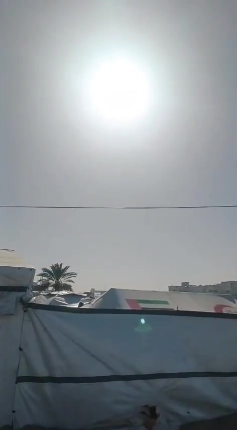The moment a drone bombed the administration building of the Ghaith camp, east of the Al-Ribat College intersection in Mawasi Khan Yunis.