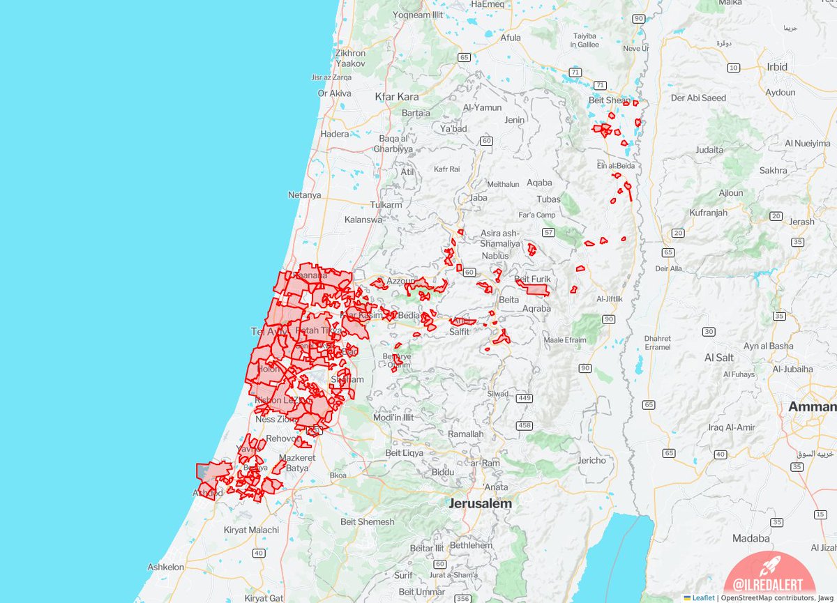 Rocket Alerts in central Israel