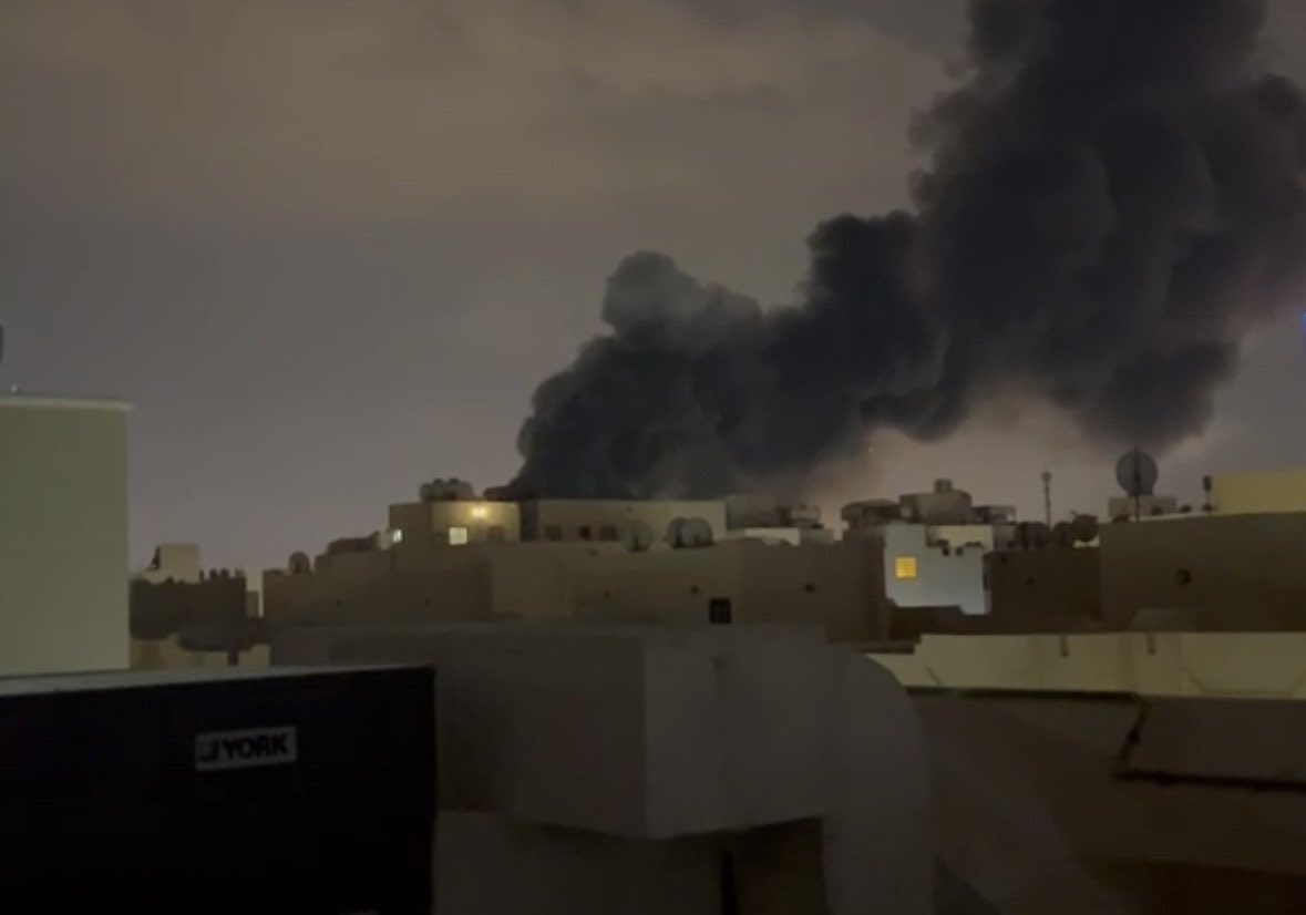 Photo from the U.S. Fifth Fleet / CENTCOM headquarters in Bahrain shows damage after three Shahed drones reportedly struck the area