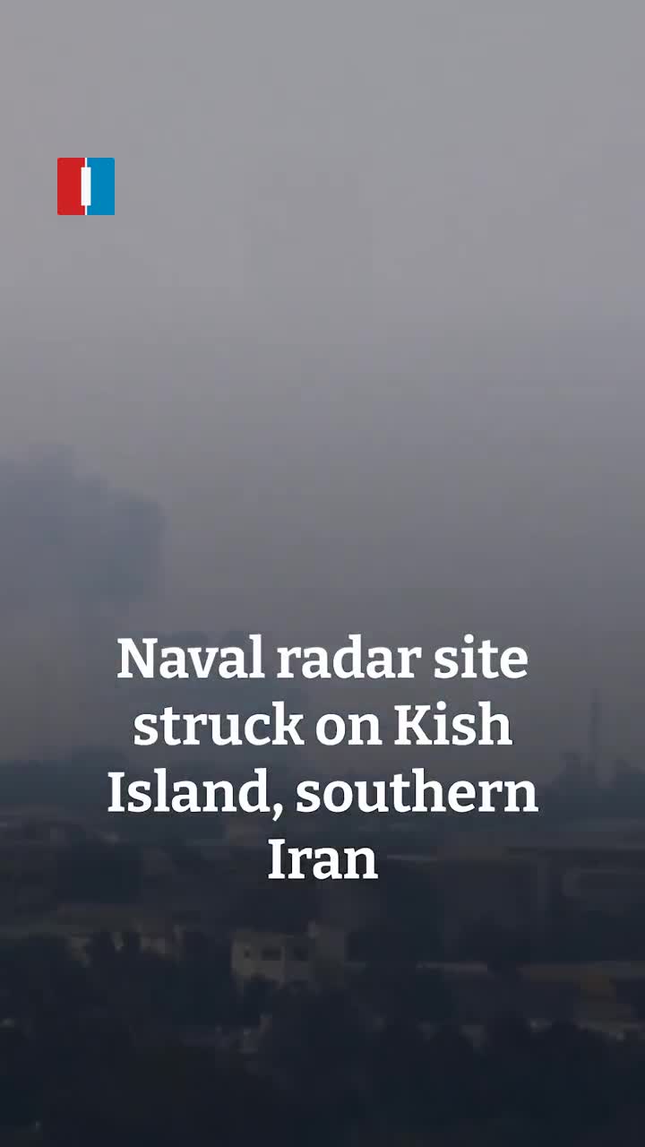 Smoke was seen rising from strikes on a coastal radar site near Kish Airport in southern Iran in footage received by Iran International