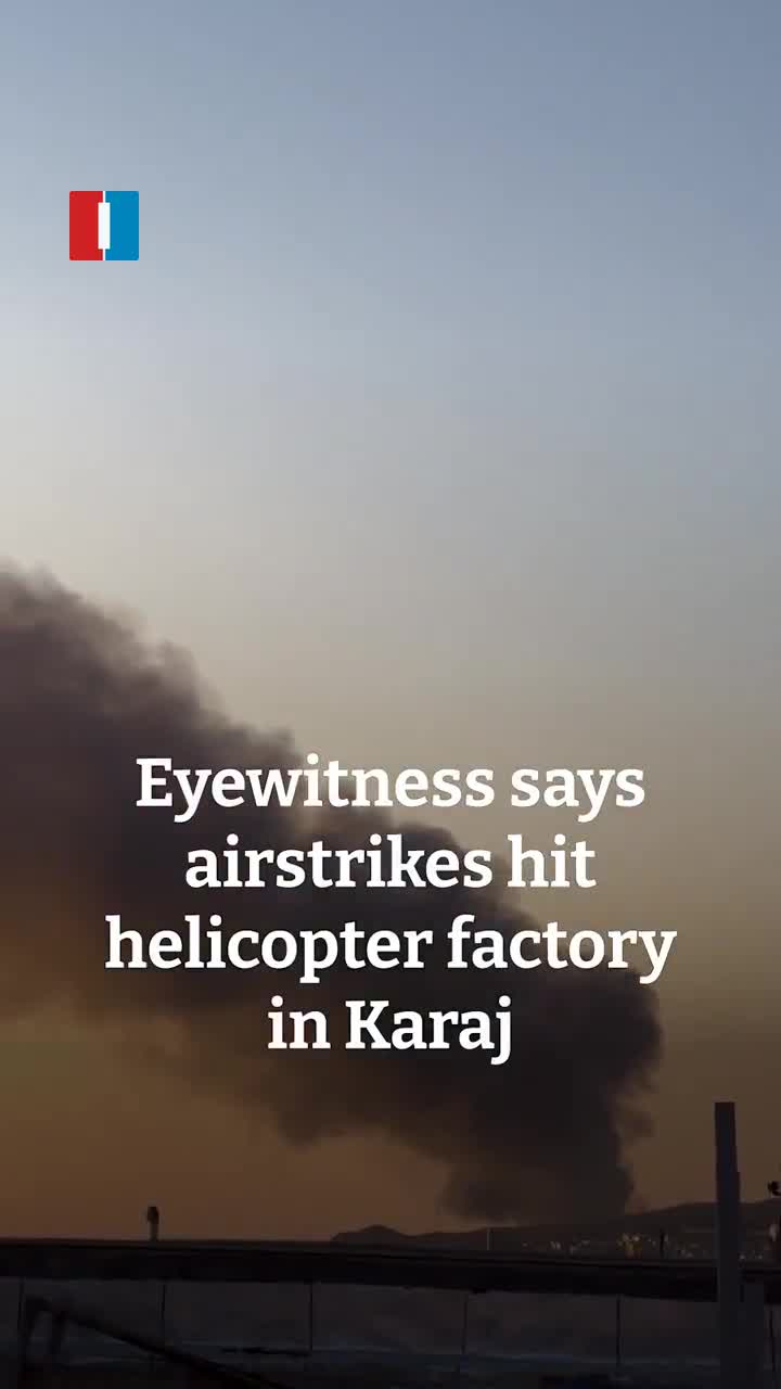 A video sent to Iran International on Tuesday showed the aftermath of an airstrike, said to have targeted a helicopter factory in Karaj, Iran according to an eyewitness