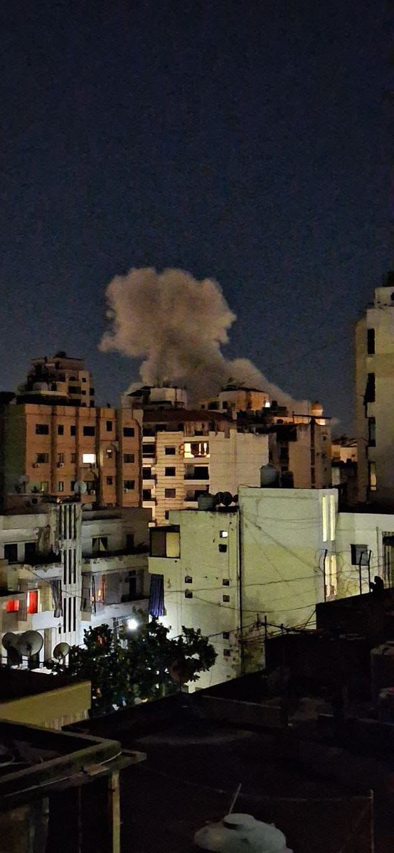 A picture of the violent raid on the targeted building in Haret Hreik, the sound of which reached several areas in Mount Lebanon.