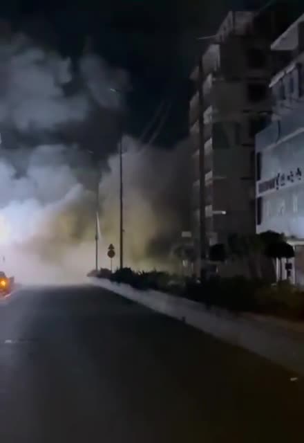 An airstrike followed three drone strikes on the building in Haret Hreik. The building was targeted in the Ghobeiri area opposite Qalqaas.