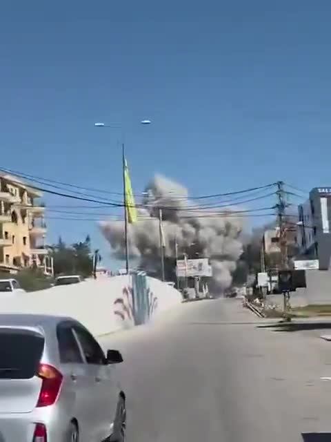 Video shows plumes of smoke rising from an airstrike on Kafrman in the Nabatieh region of southern Lebanon.