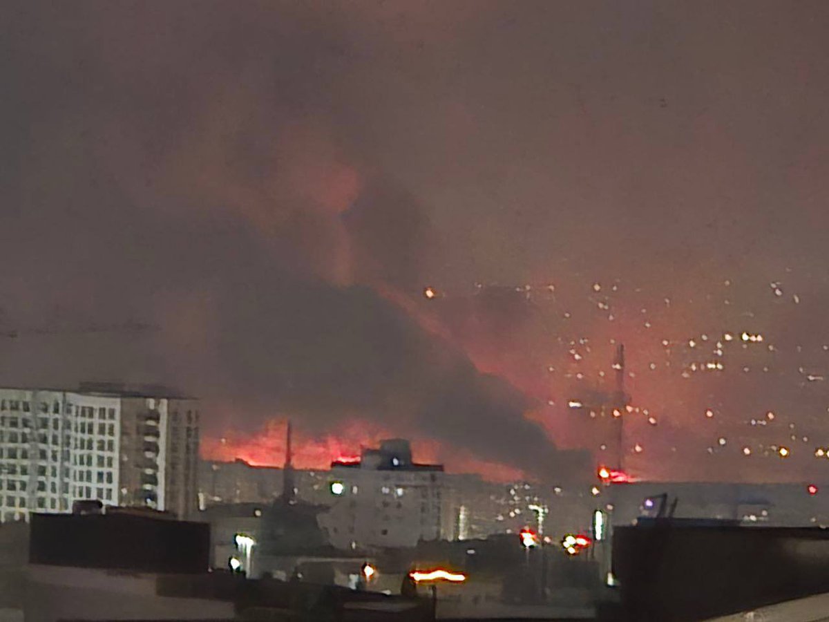 Large fires reported near Mehrabad International Airport in Tehran following U.S. and Israeli airstrikes overnight