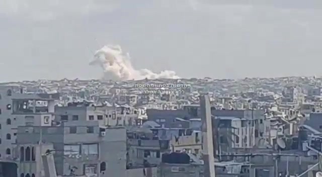 Warplanes launch an airstrike on Khan Younis in the southern Gaza Strip.