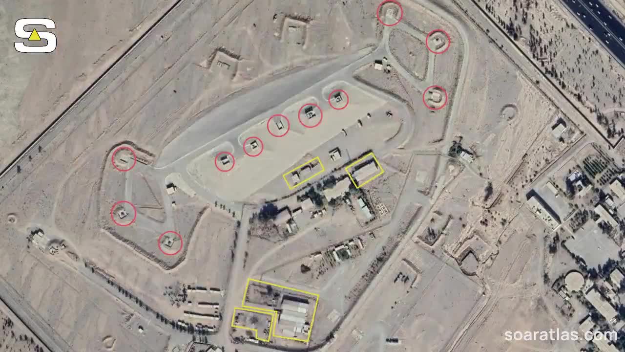 The effects of the airstrikes on an air defense site in Ghaniabad, Iran