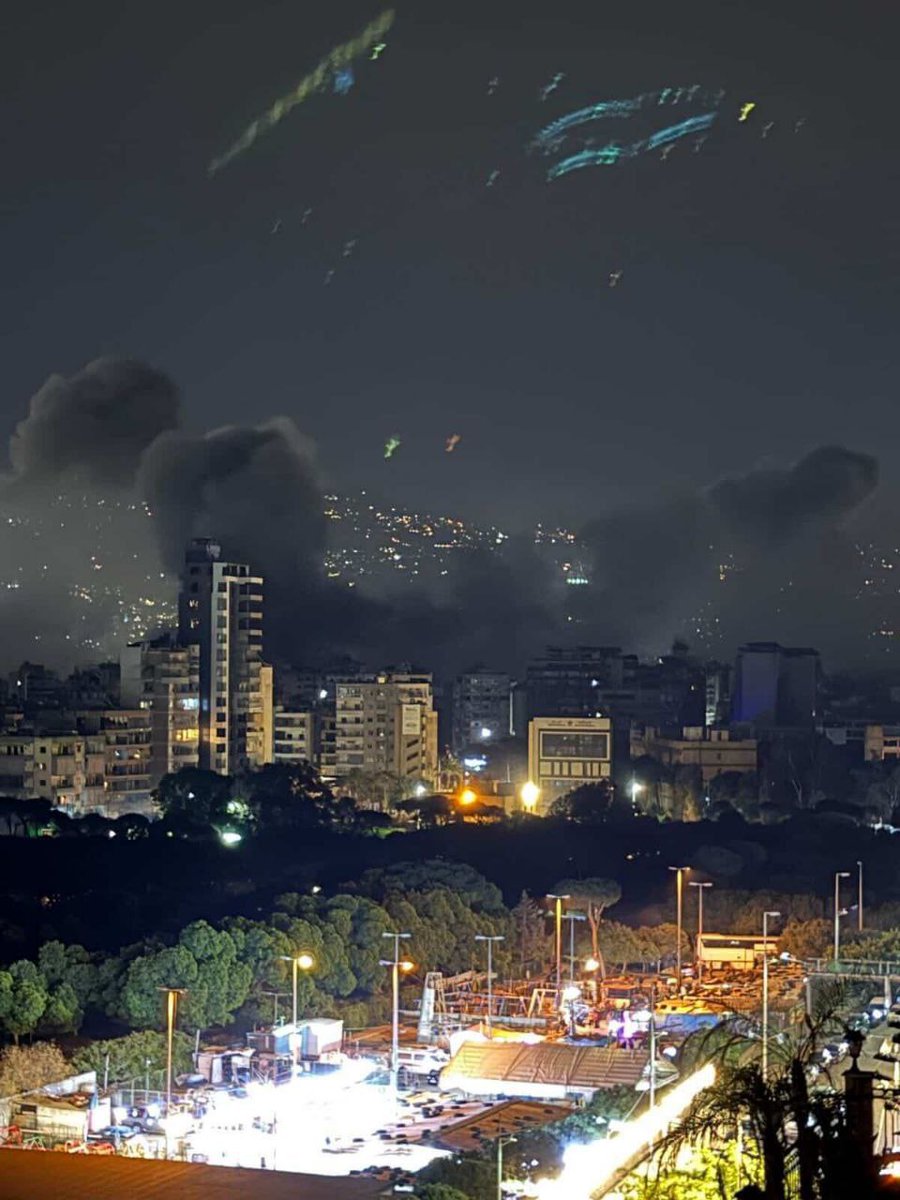 Thick smoke covers the sky over Beirut's southern suburbs, following a series of Israeli airstrikes.