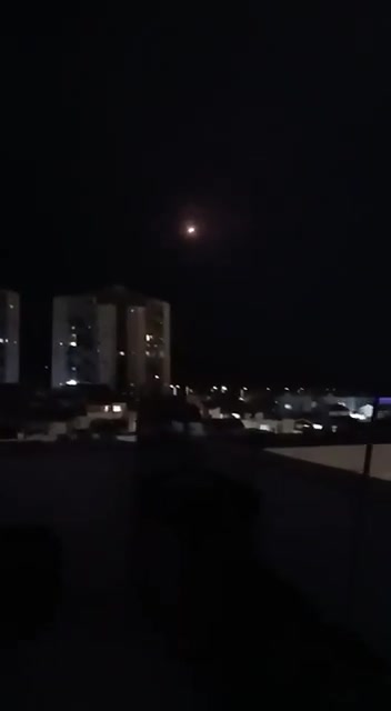 What may be a missile interceptor explodes near a building in Eilat, Israel due to a drone infiltration, likely from Yemen