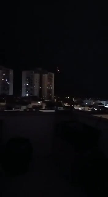 What may be a missile interceptor explodes near a building in Eilat, Israel due to a drone infiltration, likely from Yemen