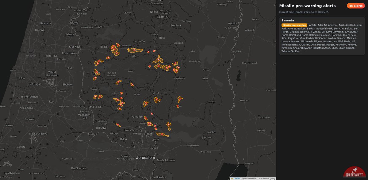 One more wave of ballistic missile launches detected from Iran towards Israel