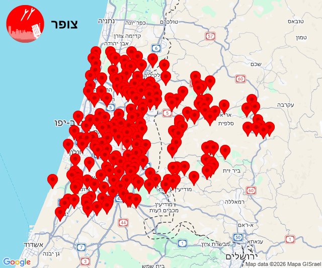 Missiles were launched towards Tel Aviv area