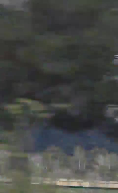 Fire and a thick plume of black smoke are seen near Mashhad International Airport in north-east Iran following reported strikes today. Mashhad airport is home to the Shekari 14 air base of Iran's air force