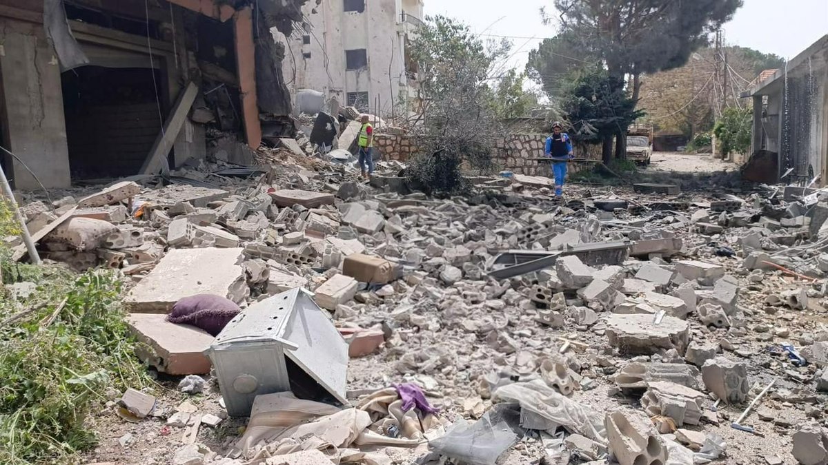 The aftermath of the extensive destruction in Nabatieh al-Fawqa, southern Lebanon, caused by airstrikes