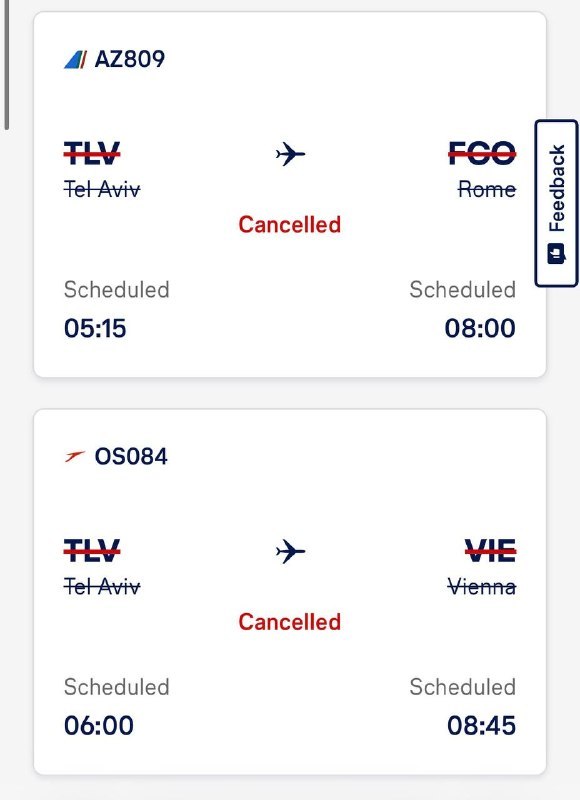 Lufthansa Group carriers Austrian Airlines and ITA Airways have canceled their morning flights to Israel amid growing concerns over a possible escalation with Iran, Israel's Channel 12 reports