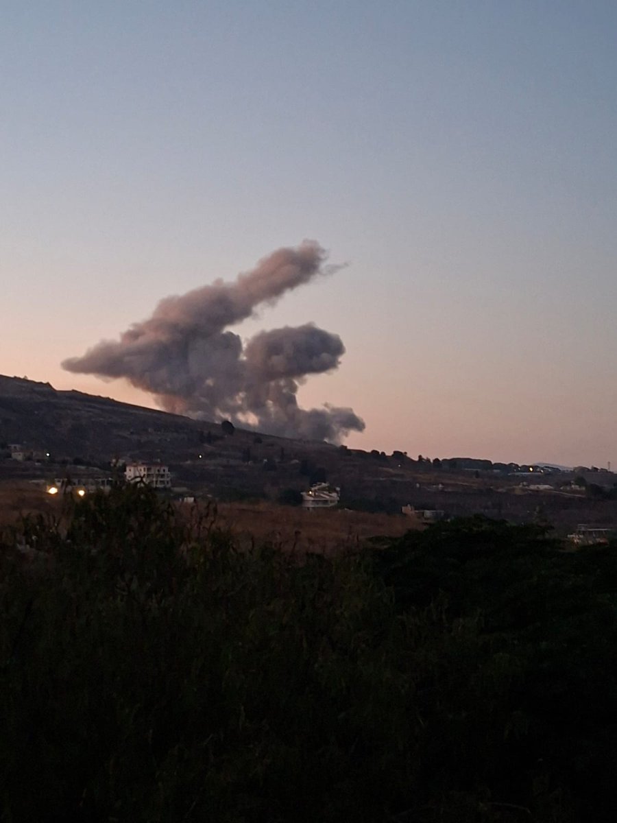 Two Israeli airstrikes targeted the Ali al-Taher heights on the eastern outskirts of Nabatieh al-Fawqa this morning.